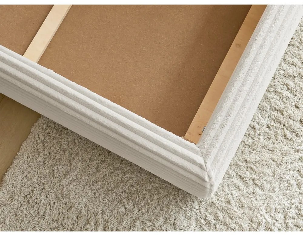 Beżowe tapicerowane łóżko dwuosobowe ze schowkiem ze stelażem 180x200 cm Jade – Bobochic Paris