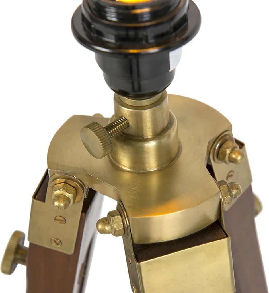 Lampa podłogowa mosiężna z jasnoszarym abażurem 50 cm na trójnogu - Cortin