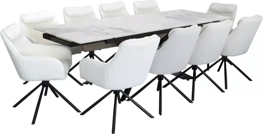 Duży rozkładany stół 160 do 240 cm ceramiczny blat marmur na 10 osób