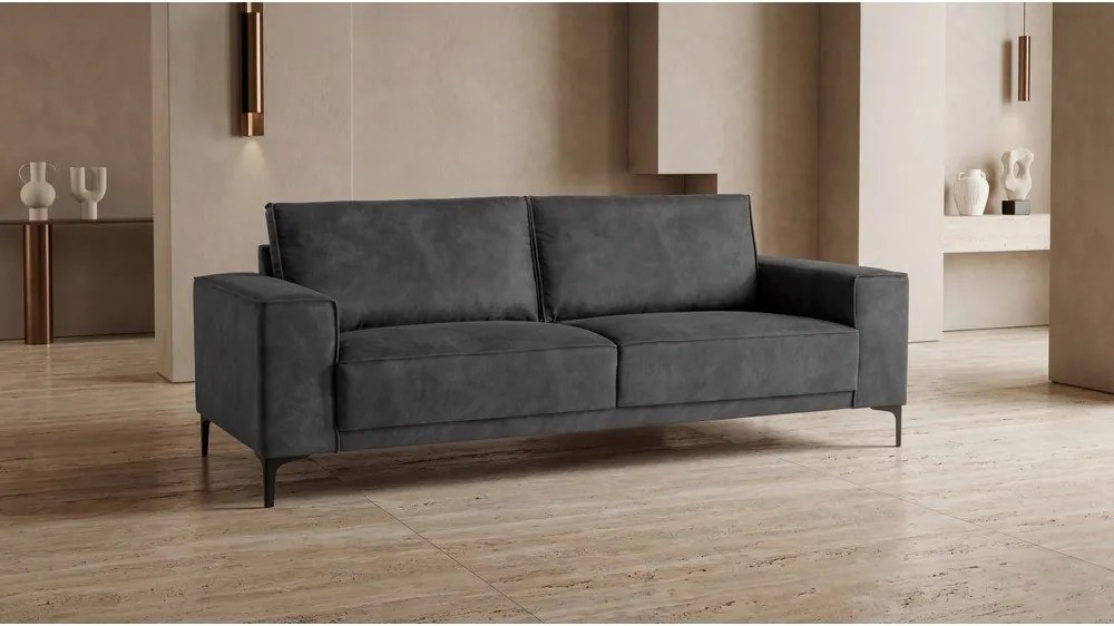 Antracytowa sofa z imitacji skóry 224 cm Copenhagen – Scandic