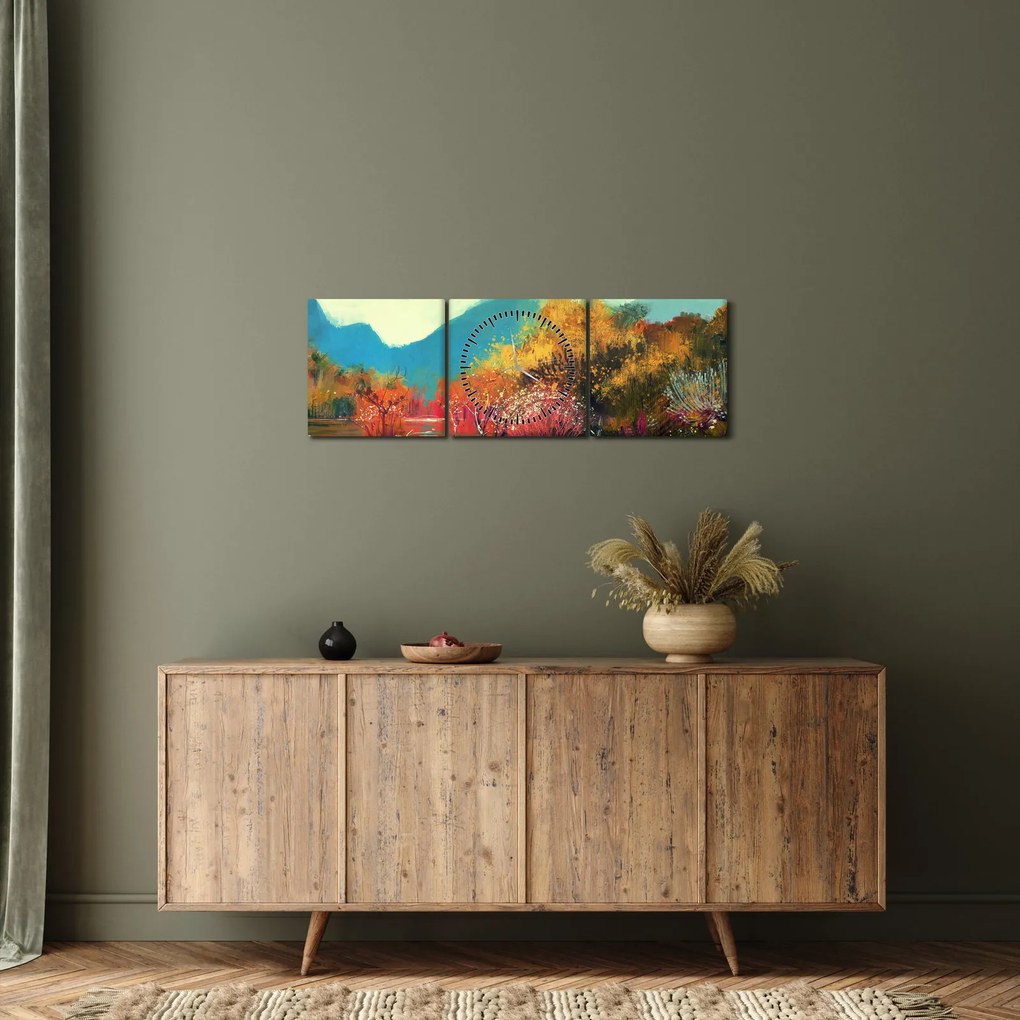 Obraz - Kolory jesieni (z zegarem) (90x30 cm)