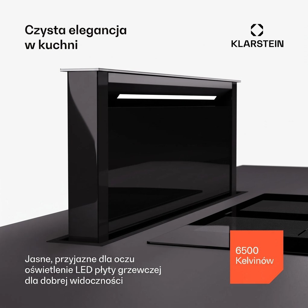 Klarstein Royal Flush 80cm 714m³/h Okap Blatowy Czarny