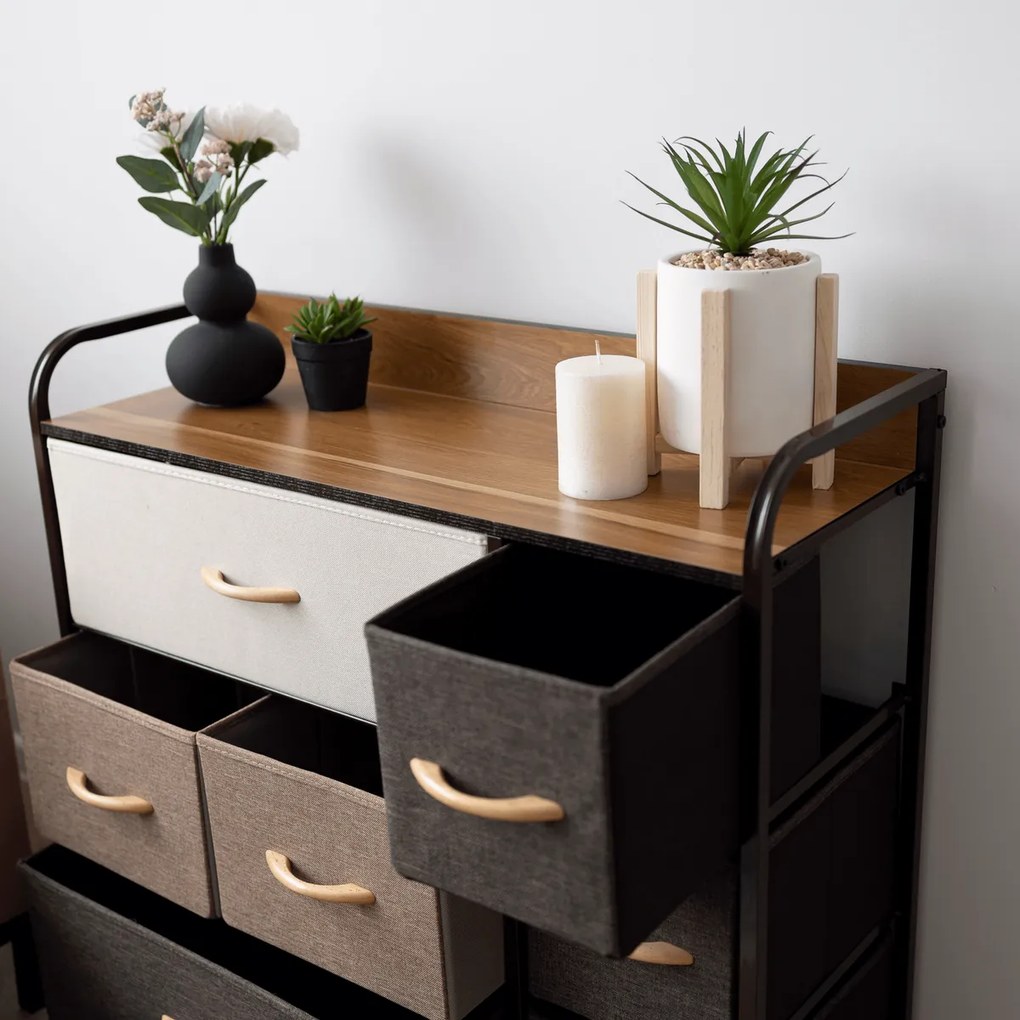 Komoda z szufladami z tkaniny HAZEL TYP 3, brązowy, XL