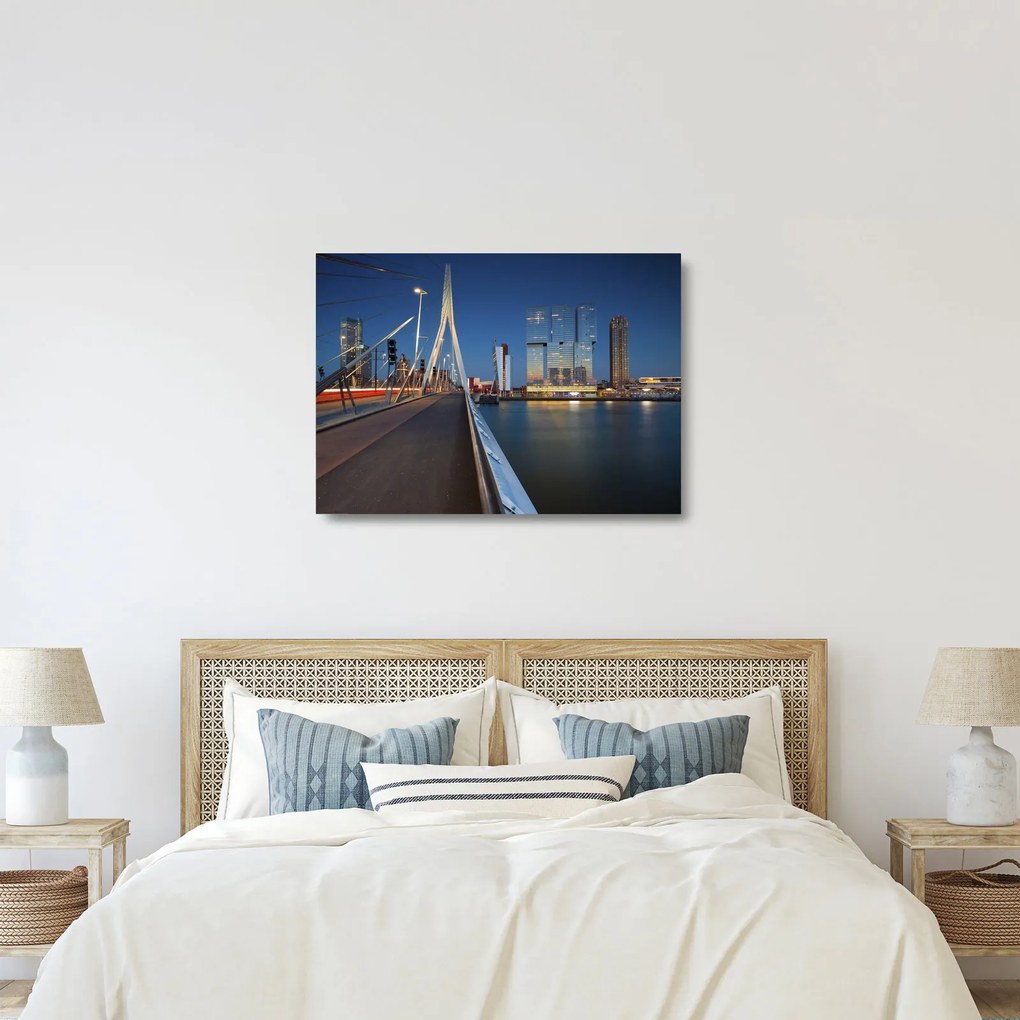 Obraz na szkle - Zmierzch w Rotterdamie, Holandia (70x50 cm)