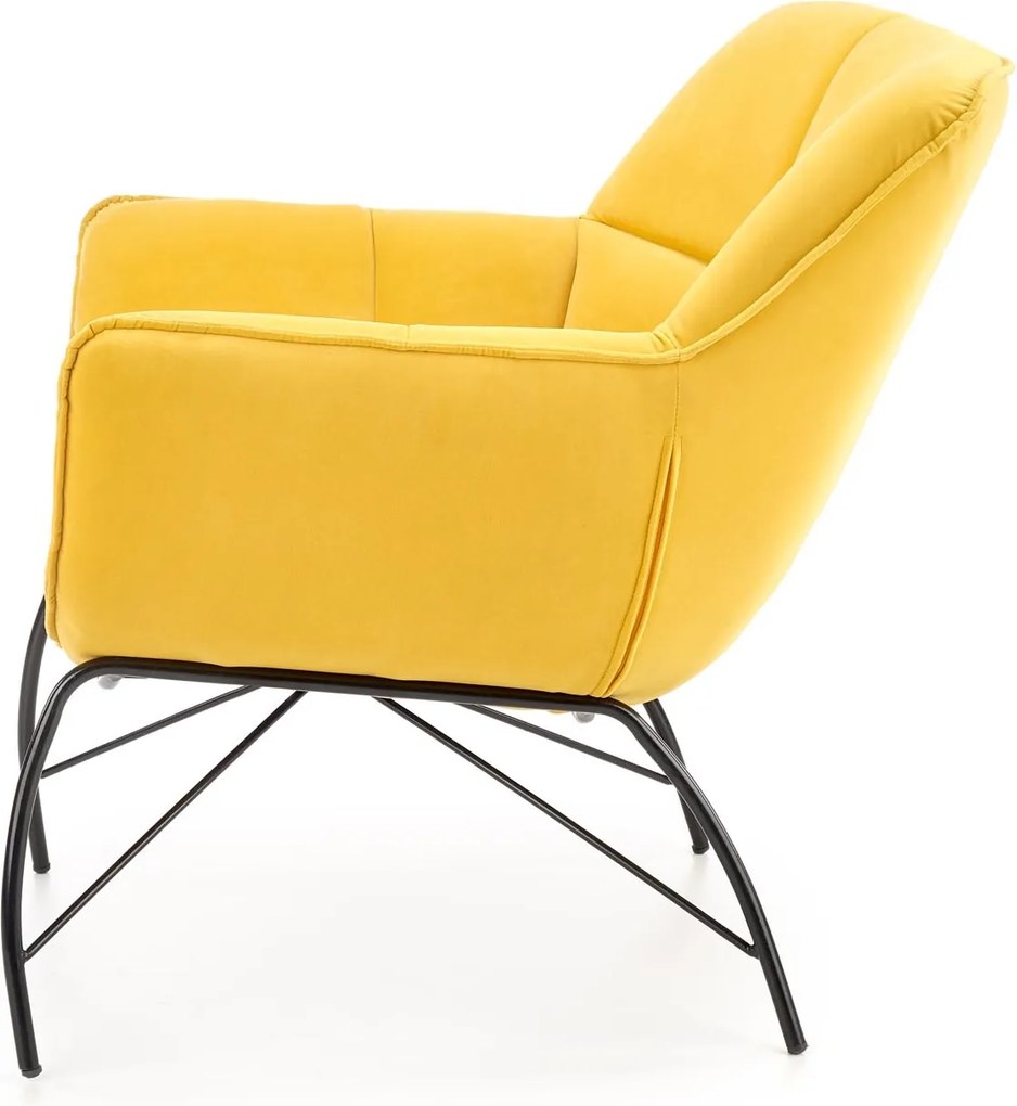 Pikowany fotel do salonu z tkaniny aksamitnej Belton