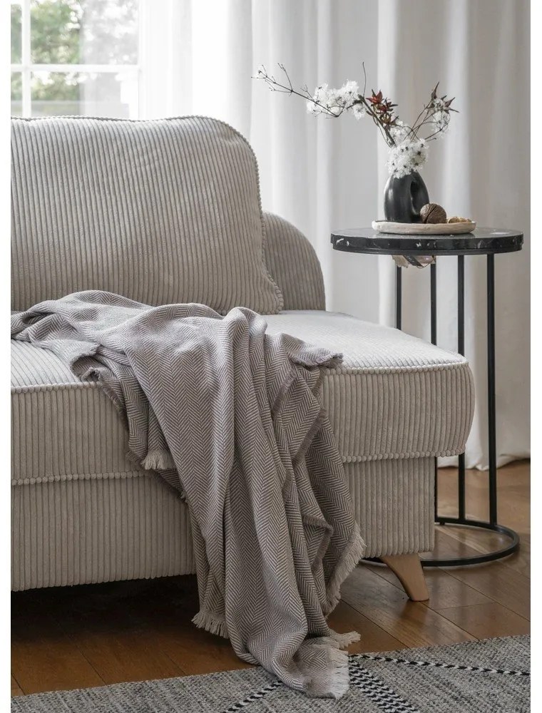 Beżowy sztruksowy szezlong (lewostronny) Chic Charlotte – Miuform