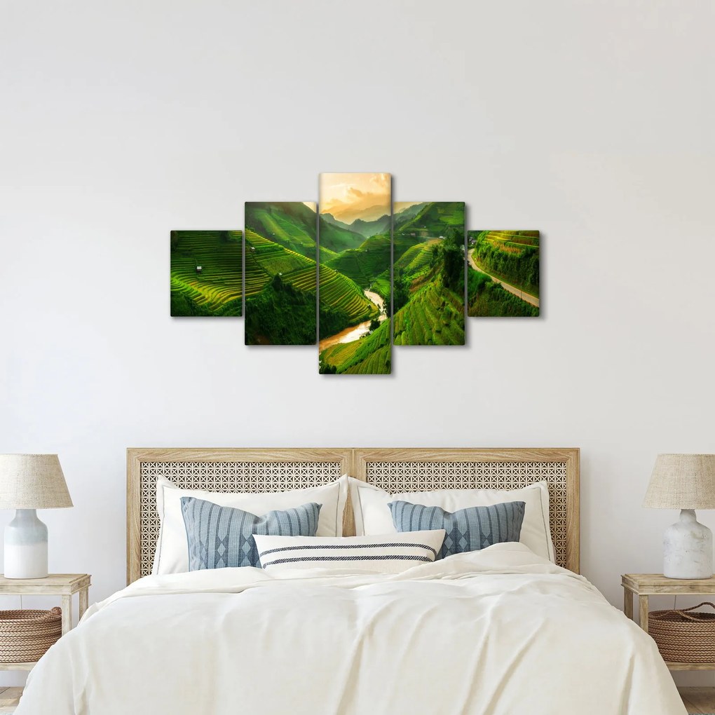 Obraz - Tarasy ryżowe Mu Cang Chai (125x70 cm)