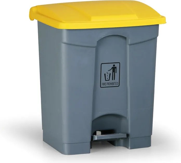 Uniwersalny kosz na śmieci do segregacji z pedałem, 45 l, 610 x 400 x 400 mm, żółty