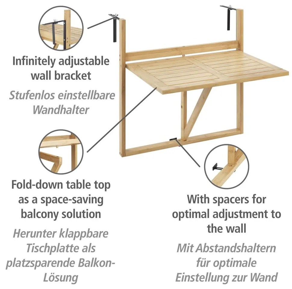 Bambusowy stolik ogrodowy 44x64 cm Waikiki – Wenko