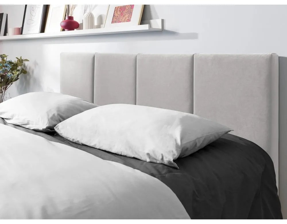 Jasnoszare tapicerowane łóżko dwuosobowe ze schowkiem ze stelażem 160x200 cm Juniper – Mazzini Beds