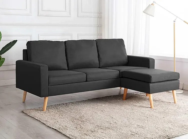 3-osobowa ciemnoszara sofa z podnóżkiem - Muria 4Q