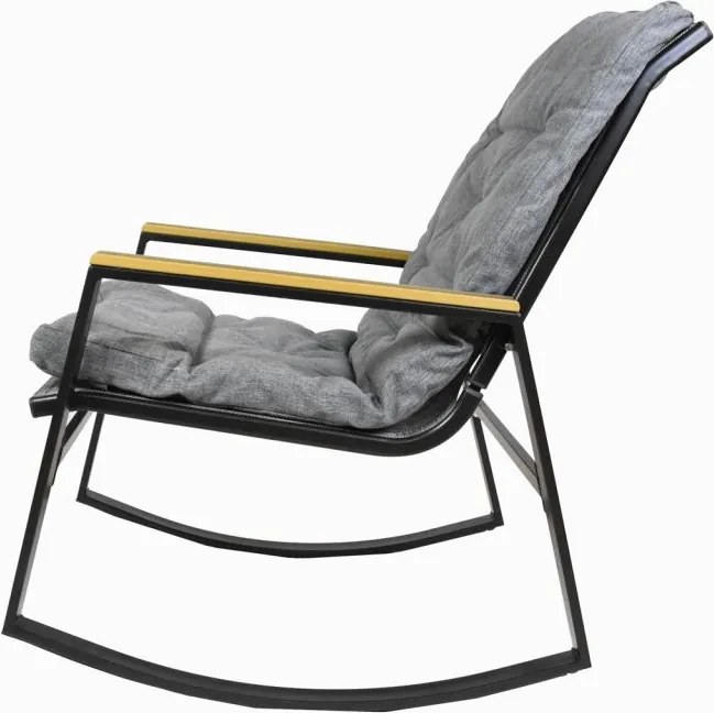 Fotel bujany, stalowy, z poduszkami, szary, 2szt