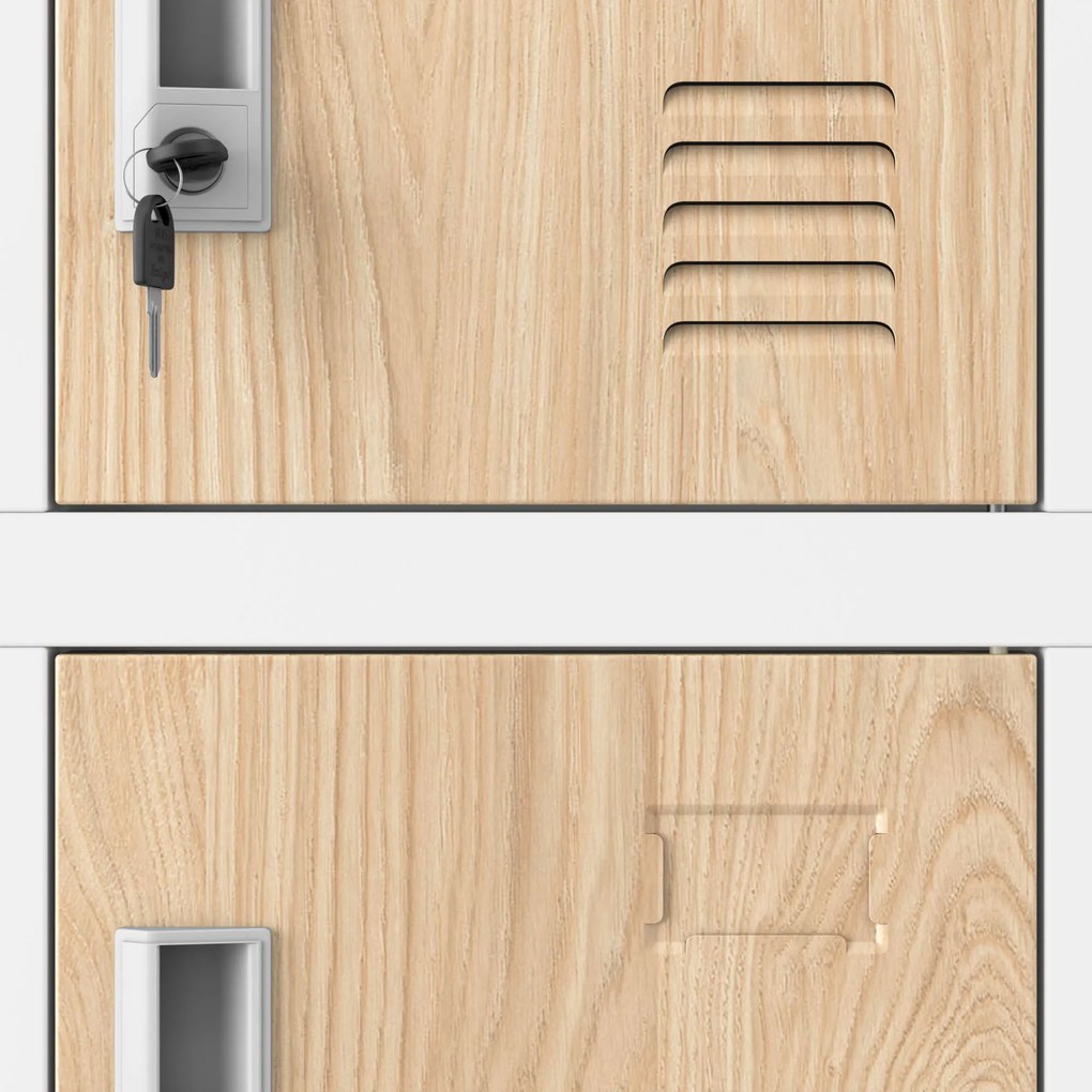 Szafka pracownicza skrytkowa 18-skrytkowa biała/dąb sonoma, 900 x 1850 x 400 mm: KAROL Eco Design