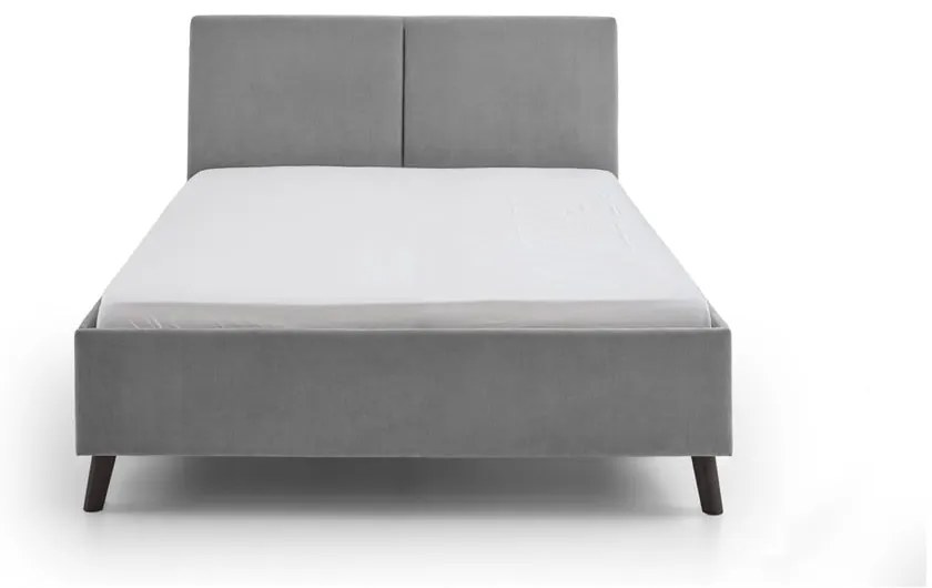 Szare tapicerowane łóżko dwuosobowe ze stelażem 140x200 cm Piano – Meise Möbel