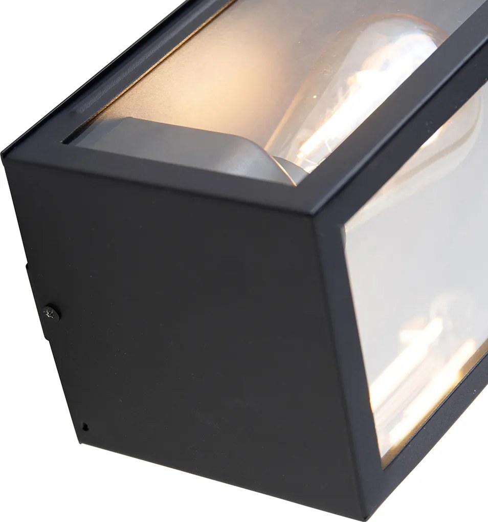 Inteligentna zewnętrzna lampa ścienna czarna ze szkłem z WiFi ST64 - Rotterdam Long