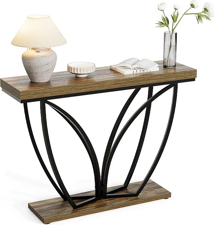 105 cm Industrialny stolik konsolowy za kanapą, wąski i długi do przedpokoju