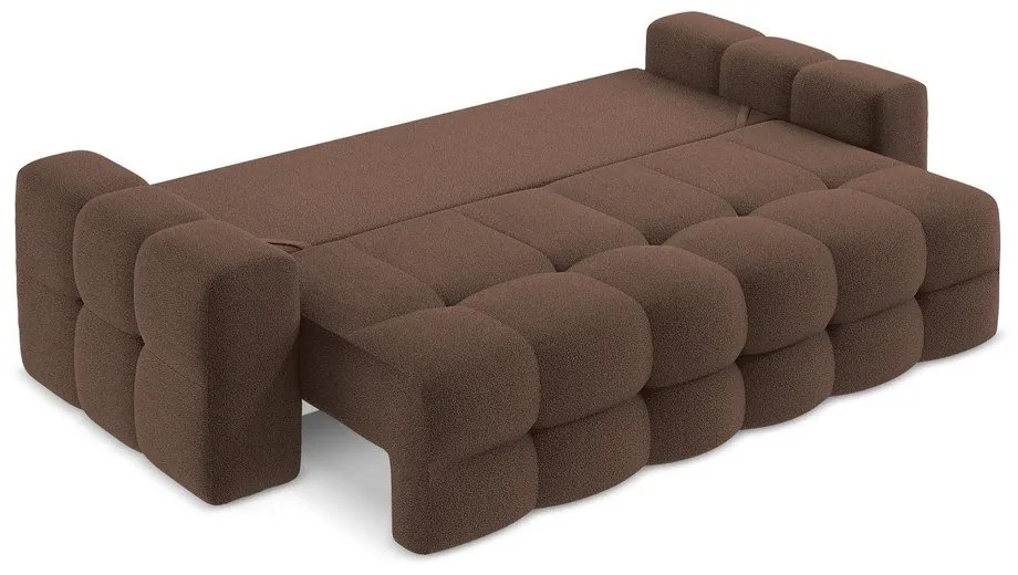 Brązowa rozkładana sofa z materiału bouclé 255 cm Milu – Makamii