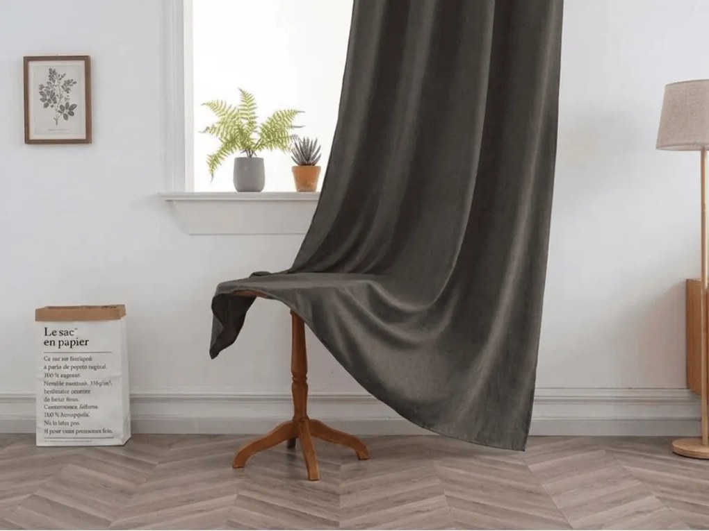 Zasłona TAVIO 140x250 cm, szarobrązowy Zawieszanie: Metalowe pierścienie