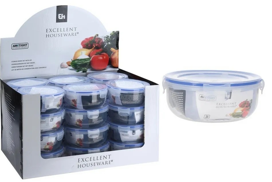 EH Zestaw pojemników plastikowych z pokrywką, 3 szt., 3 rozmiary