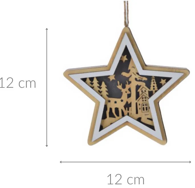 Drewniana dekoracja świąteczna do zawieszenia, 12 cm