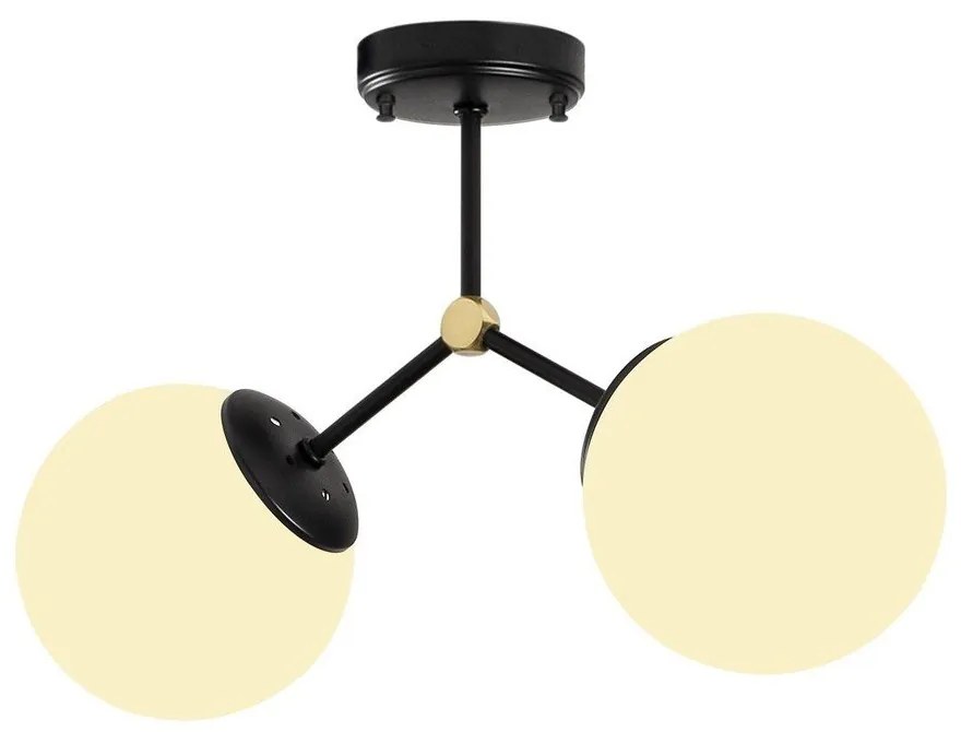 Czarno-biała lampa sufitowa ze szklanym kloszem 15x44 cm Damar – Opviq lights