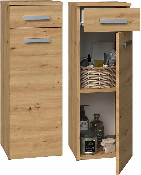 Słupek Łazienkowy Nel V DS | Dąb Artisan | 30x30x85 cm |  1 Drzwiczki, 1 Szuflada