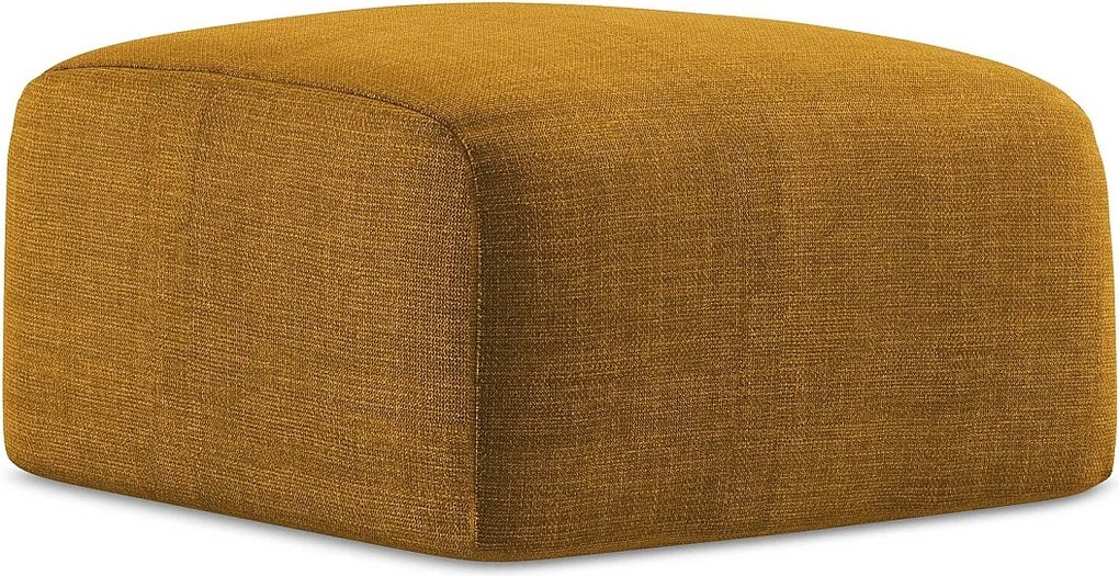Pufa - z tkaniny strukturalnej - musztardowy - LEILA