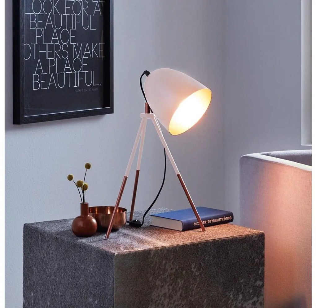 Eglo 49727 - Lampa stołowa CHESTER 1xE27/60W/230V biała/miedziana