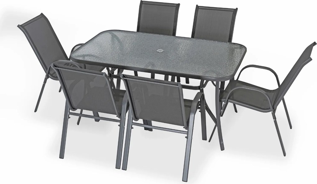 Zestaw mebli ogrodowych ze stołem 6 osób Nebraska, szary