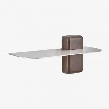 Zestaw 2 Półek Ściennych Ze Stali Nierdzewnej Serbian Ciemny Drewniany Uchwyt & ↔︎ 45 Cm - Sklum
