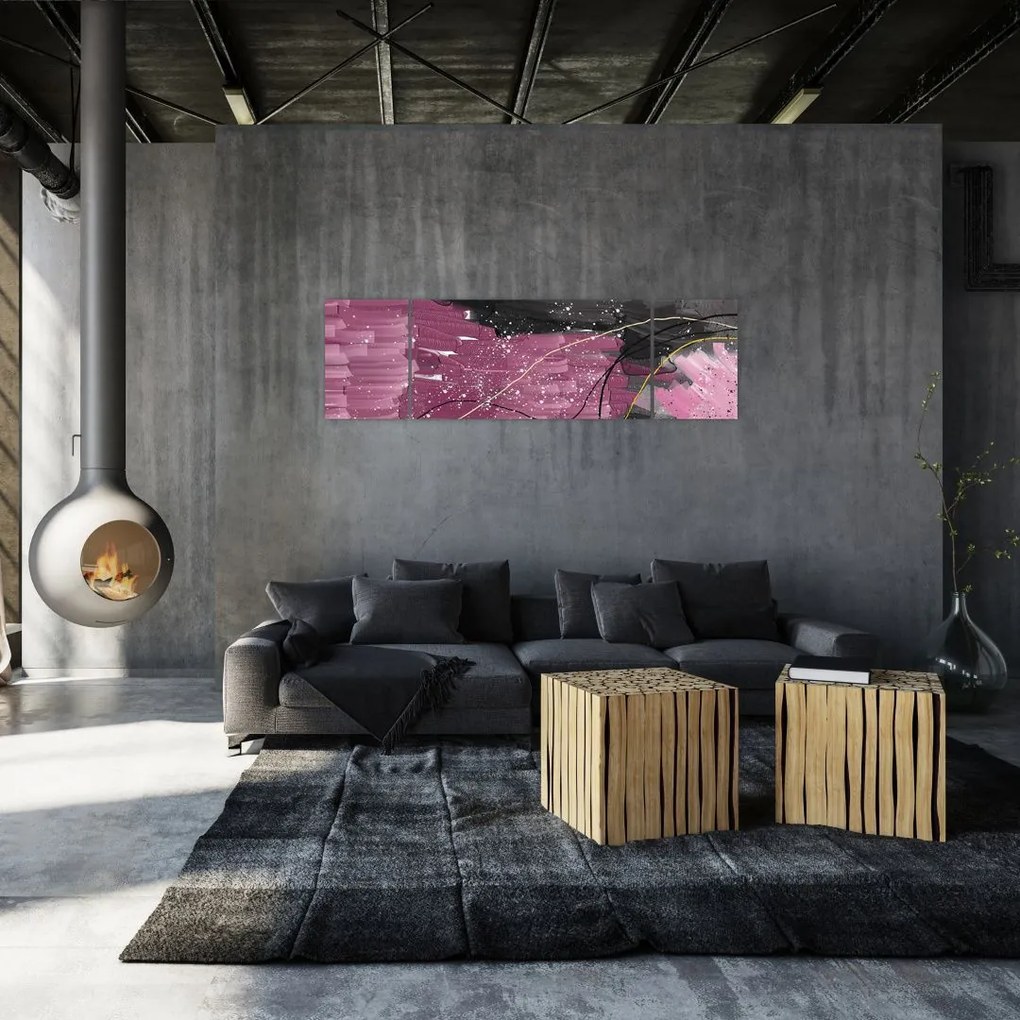 Obraz - Różowo - czarna abstrakcja (170x50 cm)