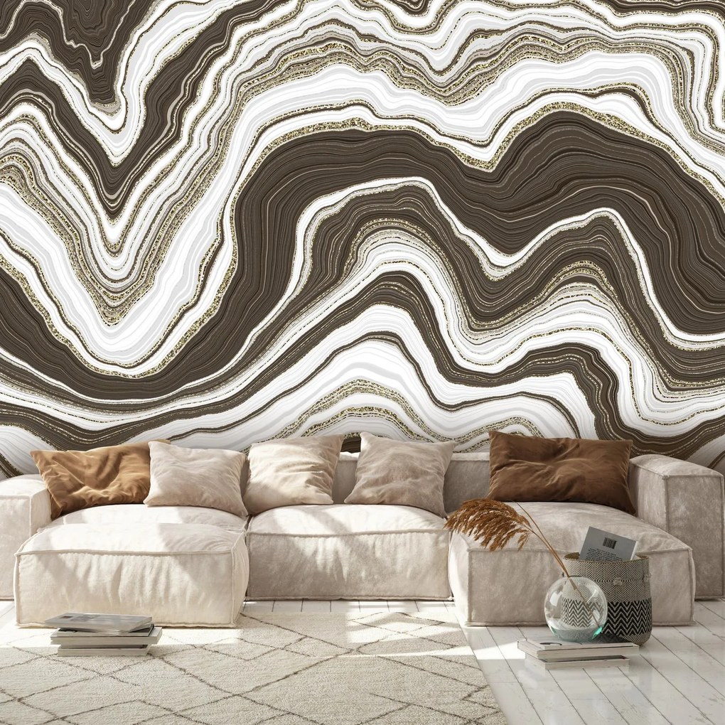 Fototapeta - Złoto-brązowy marmur (196x136 cm)