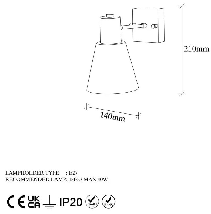 Kinkiet w czarno-złotym kolorze ø 14 cm Funnel – Opviq lights