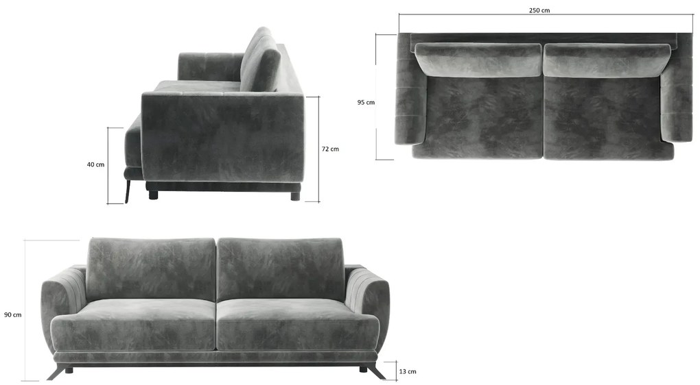 Sofa rozkładana z funkcją spania MEGIS VELVET granatowa ELTAP