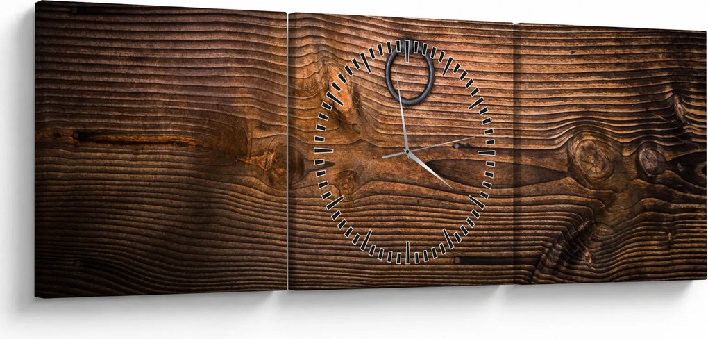 Obraz tekstury drewna (z zegarem) (90x30 cm)