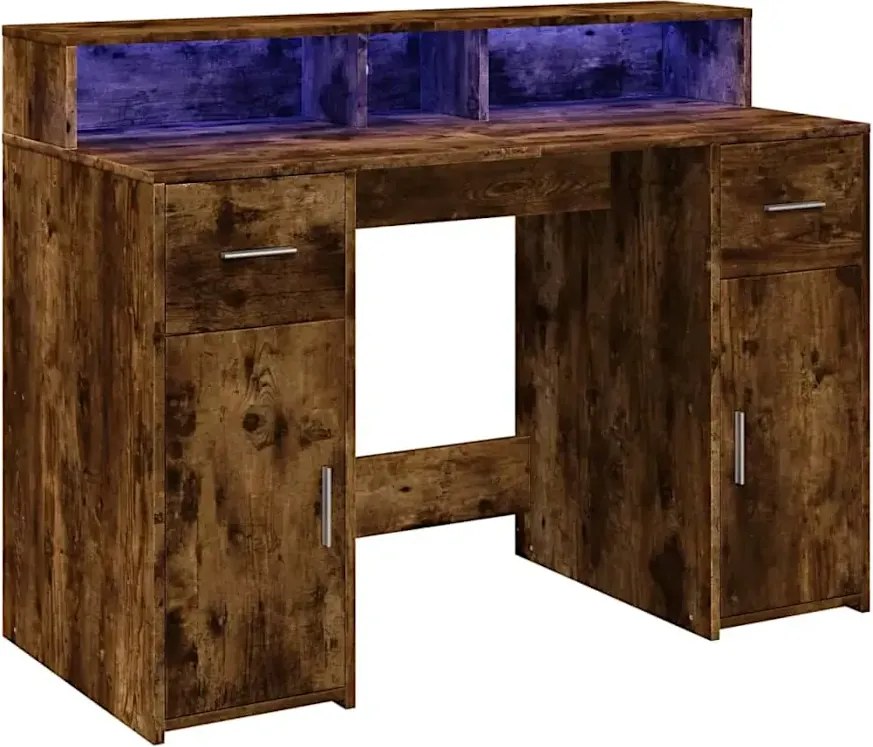 Biurko podświetlane 120 cm przydymiony dąb G1-L81