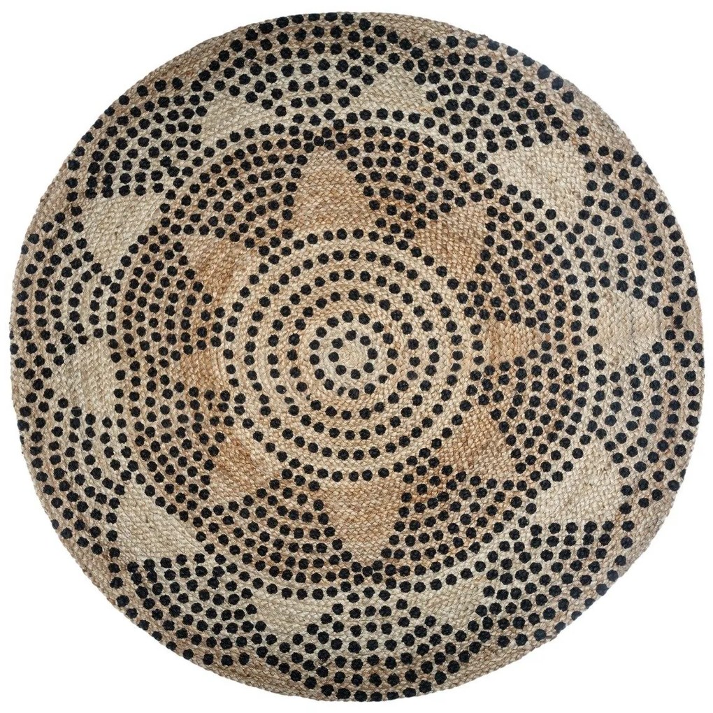 Dywan z juty okrągły, Ø 120 cm, geometryczny wzór