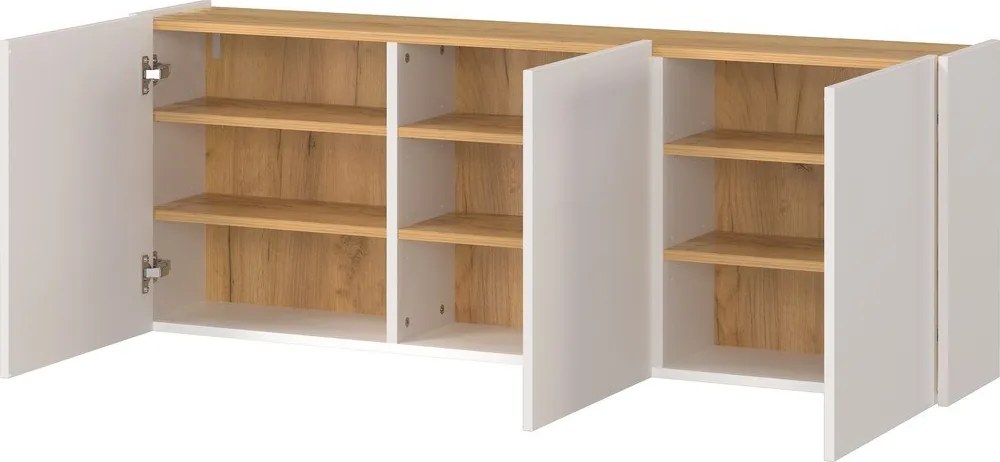 Kremowa szafka wisząca w dekorze dębu 138x52x25 cm Libbiano – Germania