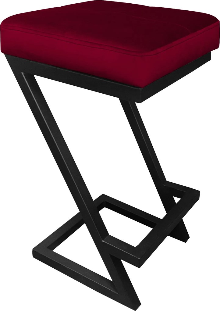 Hoker ZETA krzesło barowe tkanina Welur podstawa metalowa LOFT : Kolor Stelaża - Czarny , Kolor tkaniny - VELVET - MG31