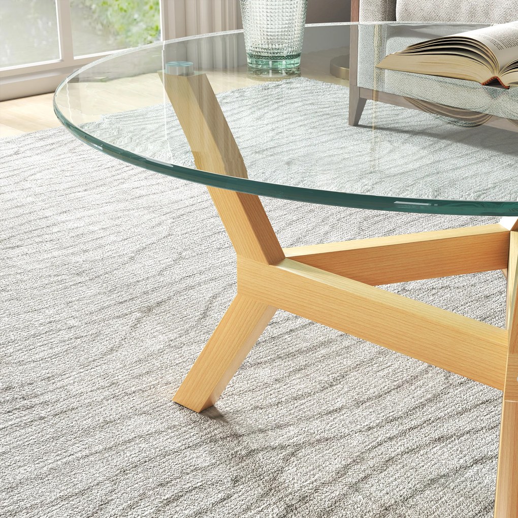 HOMCOM Okrągły stolik pomocniczy z hartowanego szkła z regulowanymi podkładkami pod nogi i stelażem ze stali, do salonu, sypialni