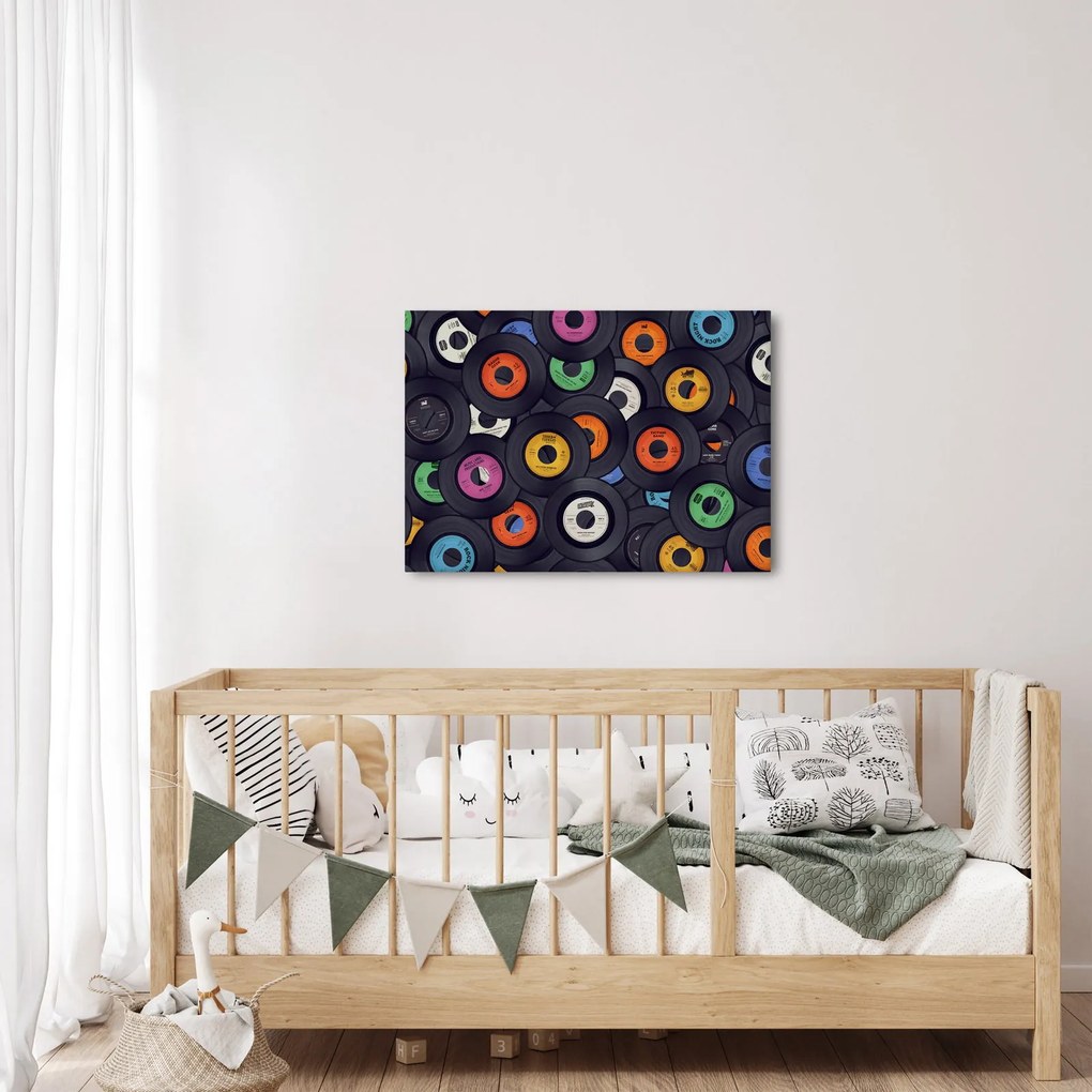 Obraz - Muzyczne płyty gramofonowe (70x50 cm)