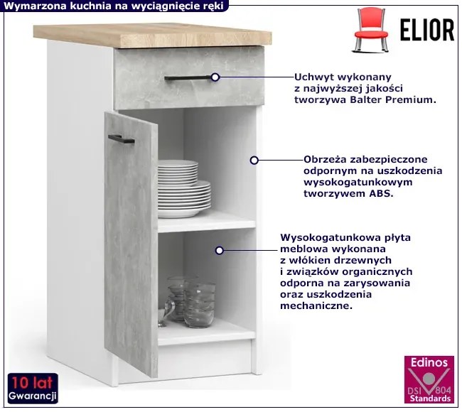 Dolna szafka kuchenna w kolorze betonu - Poli 3X