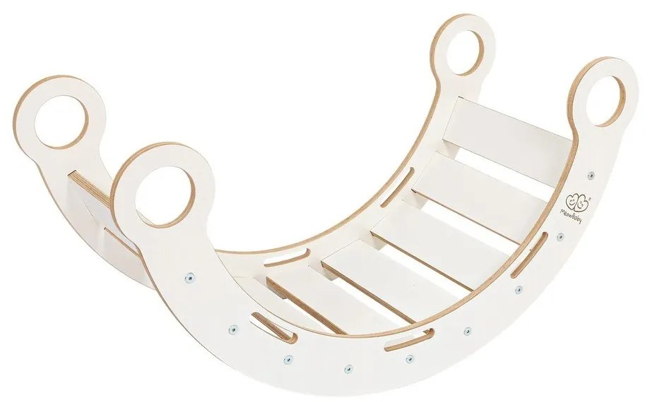 Biała huśtawka z litego drewna sosnowego 39x75x38 cm Montessori – Meowbaby
