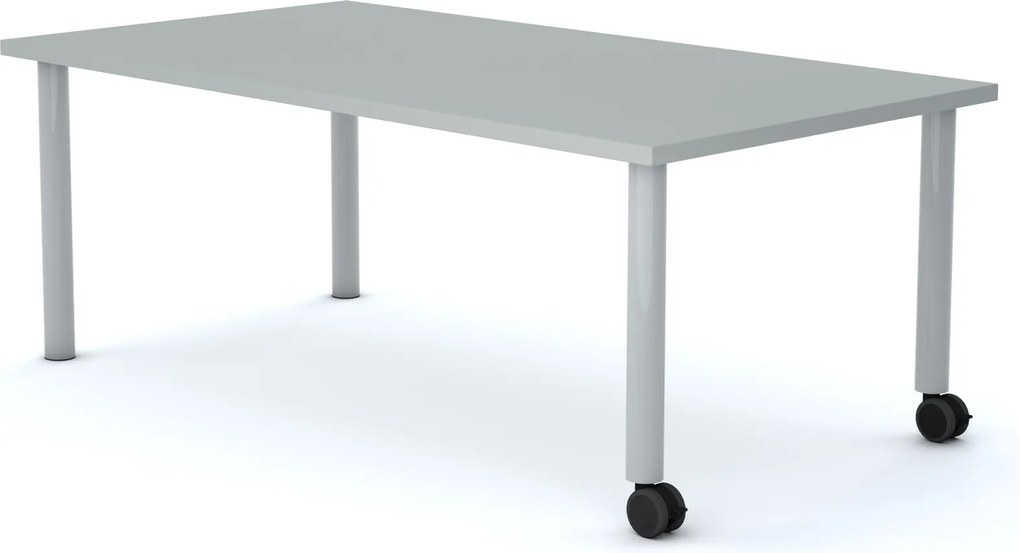 Stolik szkolny na kółkach Move prostokątny 140x75 cm, rozmiar 4-6, blat szary / nogi szare