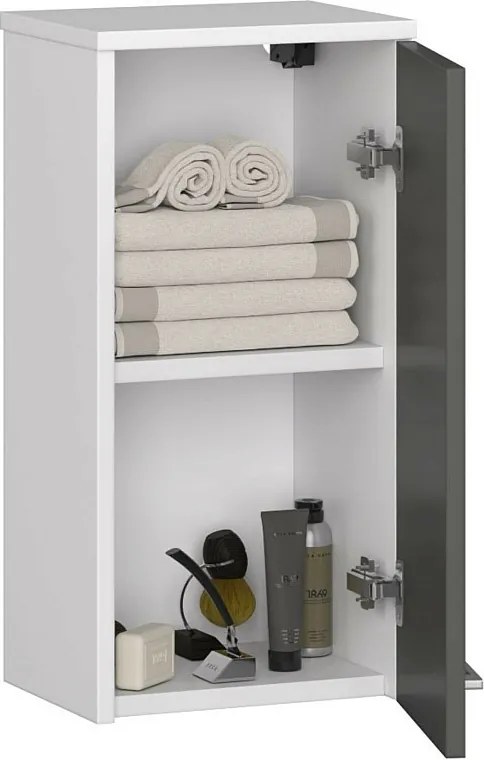 Szafka łazienkowa wolnostojąca: 1 drzwi, 2 półki, kolor biały | Grafitowoszary, 30 x 60 x 22,5 cm