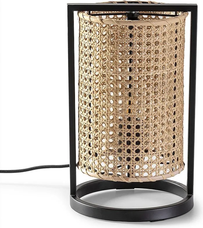 Lampa stołowa Isao z wikliny naturalnej, średnica 20 cm.