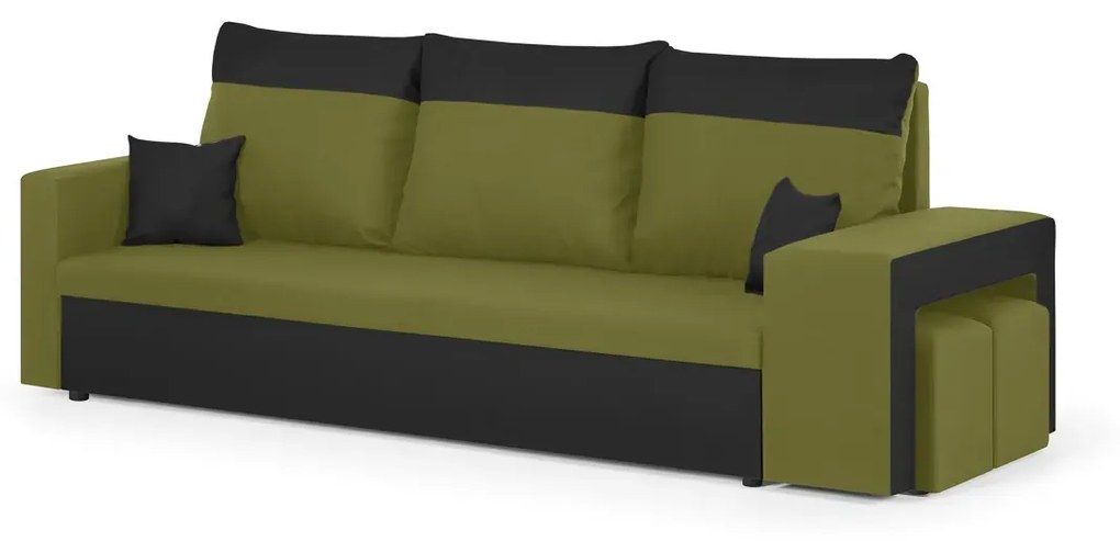 Kanapa sofa 3 os z funkcją spania DAKOTA2 Zielony/Czarny