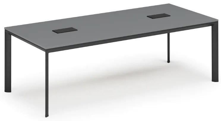 Stół konferencyjny PRIMO INVITATION, 240x120 cm, grafit + 2x port blatowy TYP VI, czarny