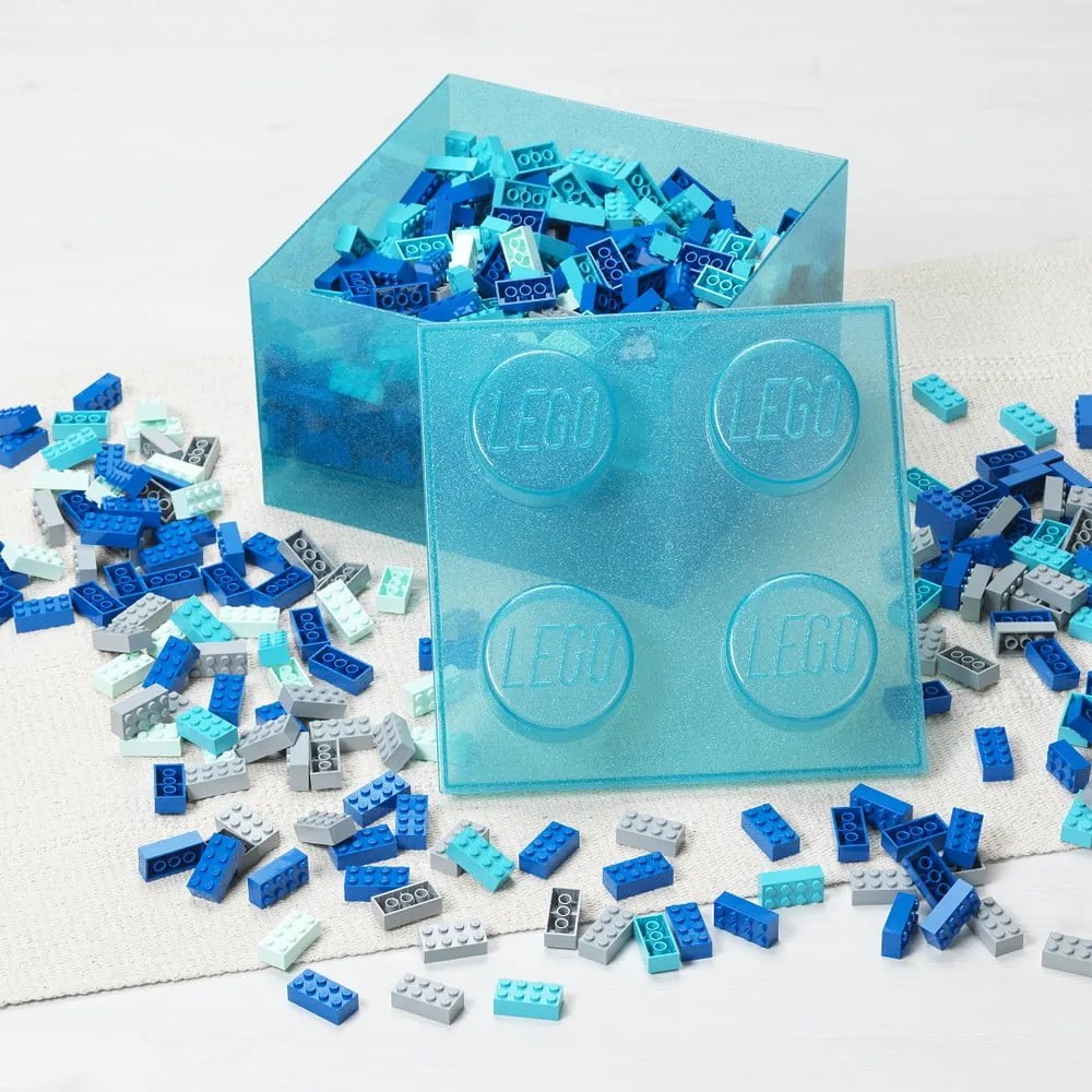 Jasnoniebieski plastikowy pojemnik dziecięcy 25x25x18 cm – LEGO®