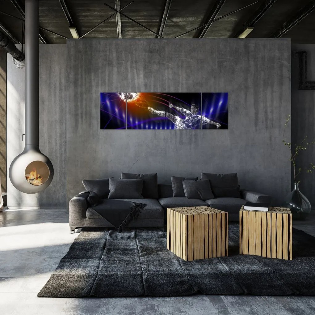 Obraz skaczącego piłkarza (170x50 cm)